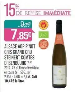 Le clos château isenbourg - alsace aop pinot gris grand cru steinert comtes
