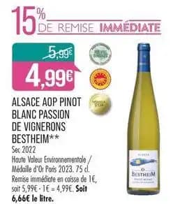 Bestheim - alsace aop pinot blanc paisson de vignerons