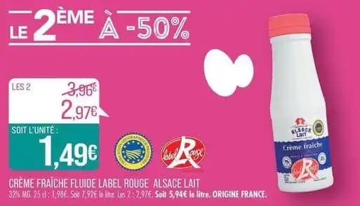 Alsace lait - crème fraîche fluide label rouge