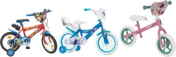 SUR TOUTE LES DRAISIENNES ET VÉLOS ENFANT 10, 12 ET 14 POUCES PAT'PATROUILLE, REINE DES NEIGES, MINNIE