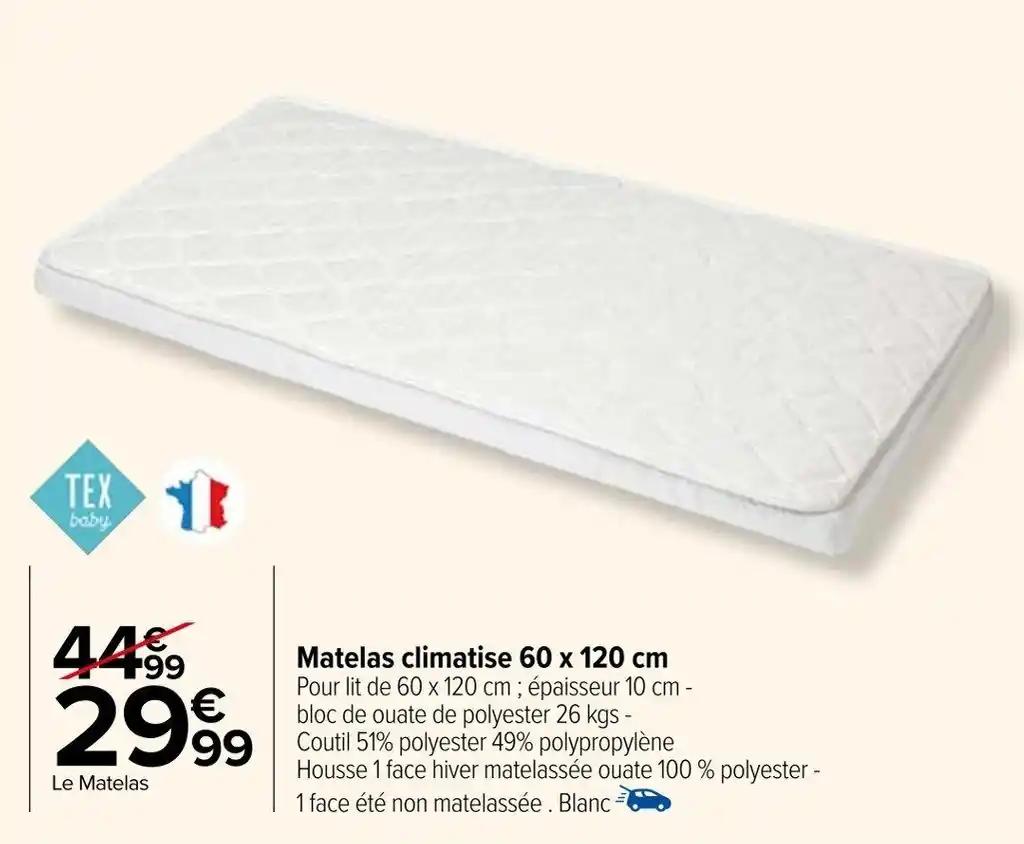 Matelas climatise 60 x 120 cm