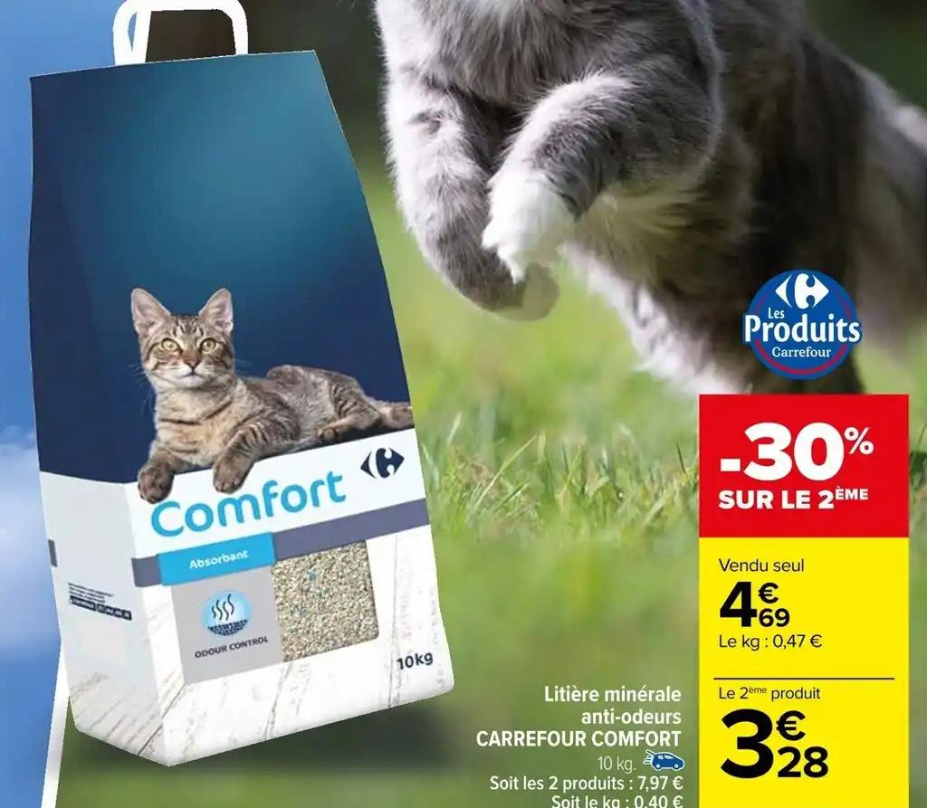 Litière minérale anti-odeurs CARREFOUR COMFORT 10 kg