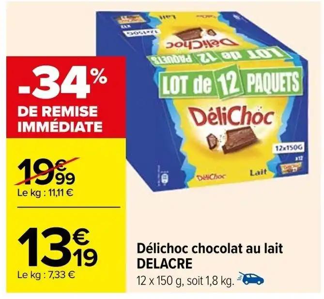 Délichoc chocolat au lait DELACRE