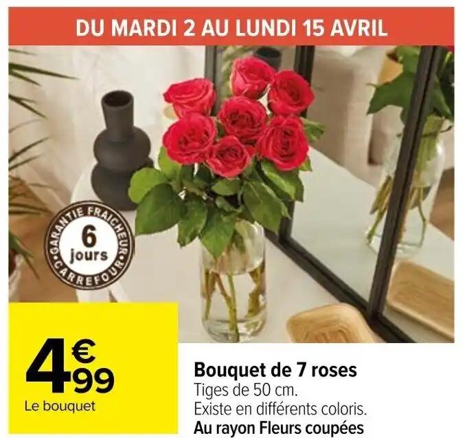Bouquet de 7 roses Tiges de 50 cm.