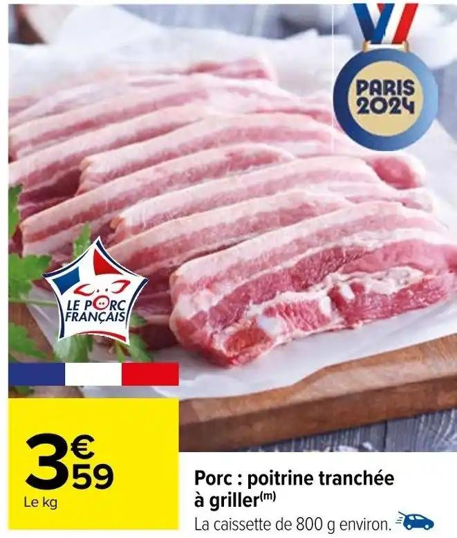 Porc poitrine tranchée à griller(m)