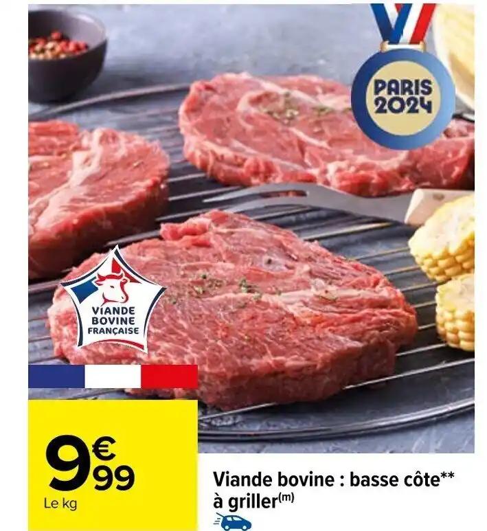 Viande bovine: basse côte** à griller(m)