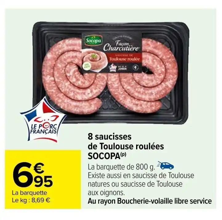 8 saucisses de Toulouse roulées SOCOPA (P)