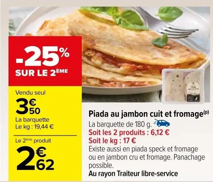 Piada au jambon cuit et fromage (p)