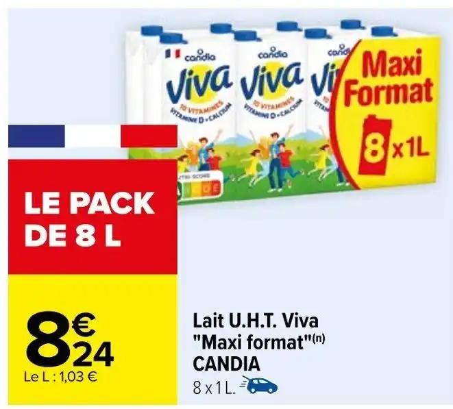 Lait U.H.T. Viva "Maxi format"(n) CANDIA 8x1L.