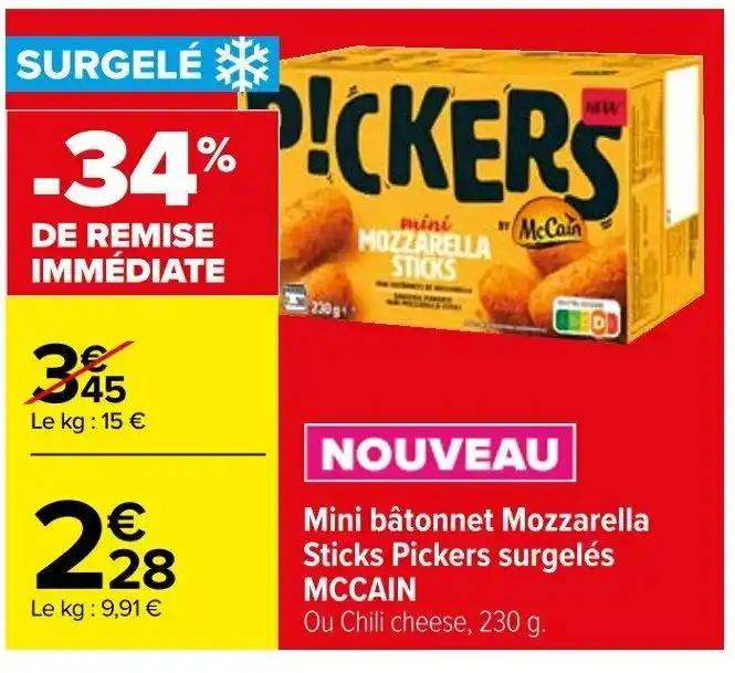 Mini bâtonnet Mozzarella Sticks Pickers surgelés MCCAIN