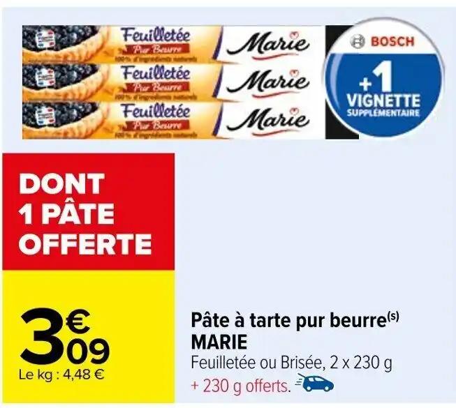 Pâte à tarte pur beurre(s) MARIE