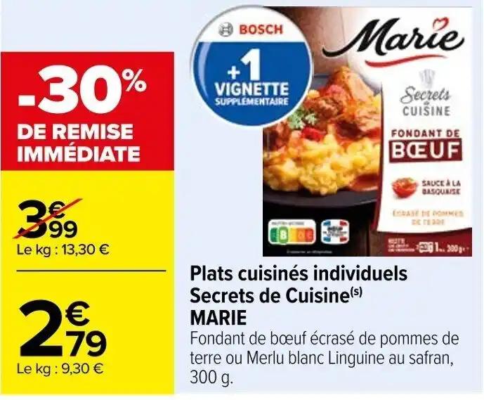Plats cuisinés individuels Secrets de Cuisine(s) MARIE