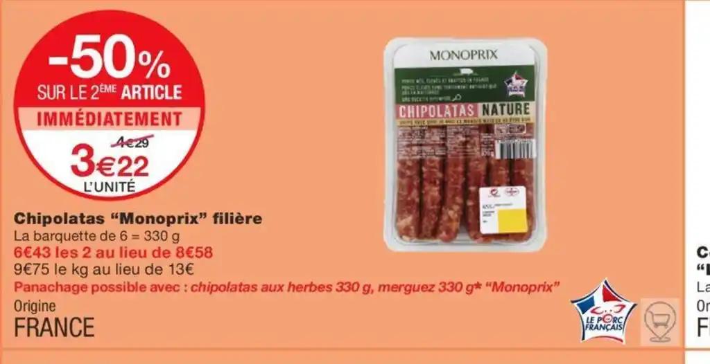 Chipolatas "Monoprix” filière