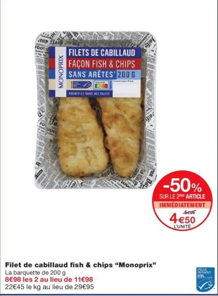 Filet de cabillaud fish & chips "Monoprix"