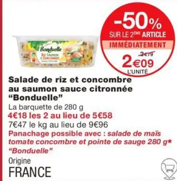 Salade de riz et concombre au saumon sauce citronnée "Bonduelle"