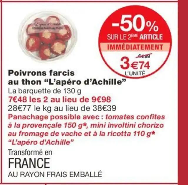 Poivrons farcis au thon "L'apéro d'Achille" La barquette de 130 g