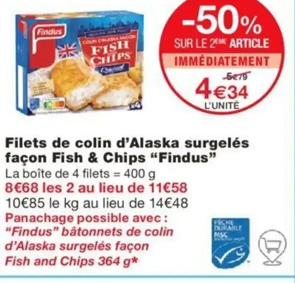 Filets de colin d'Alaska surgelés façon Fish & Chips "Findus"