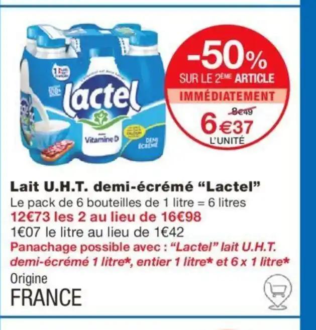 Lait U.H.T. demi-écrémé “Lactel"