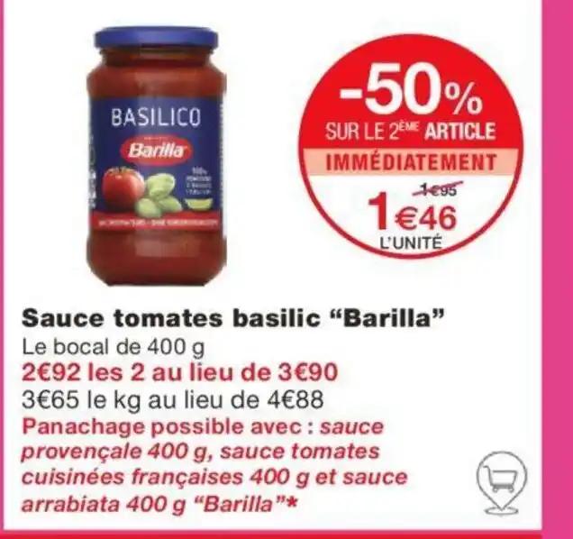 Sauce tomates basilic "Barilla”