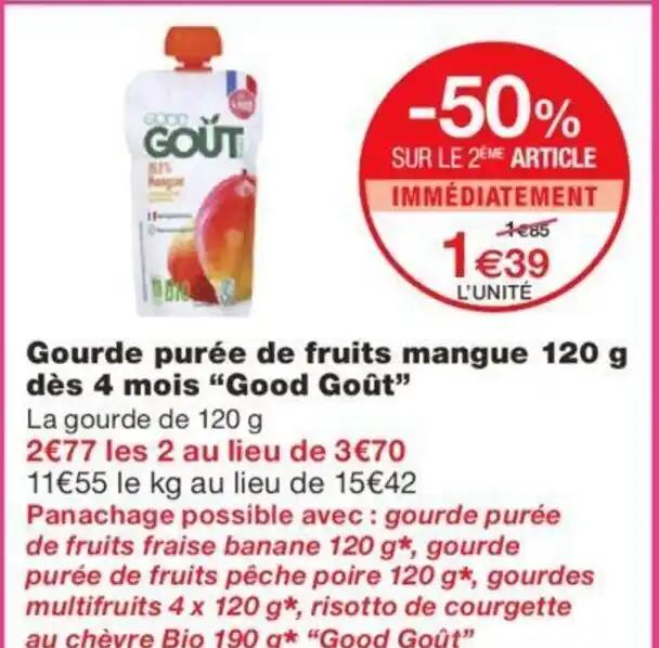 Gourde purée de fruits mangue 120 g dès 4 mois "Good Goût"