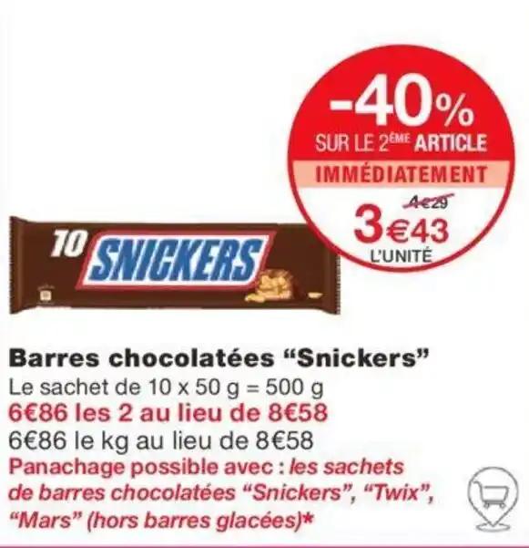 Barres chocolatées “Snickers"