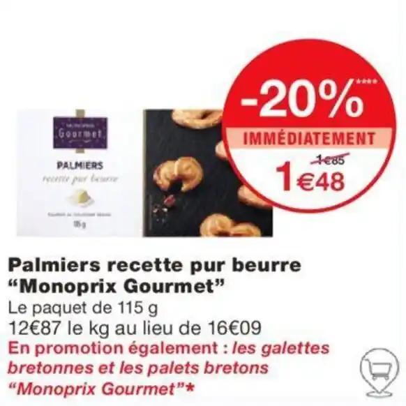 Palmiers recette pur beurre "Monoprix Gourmet"