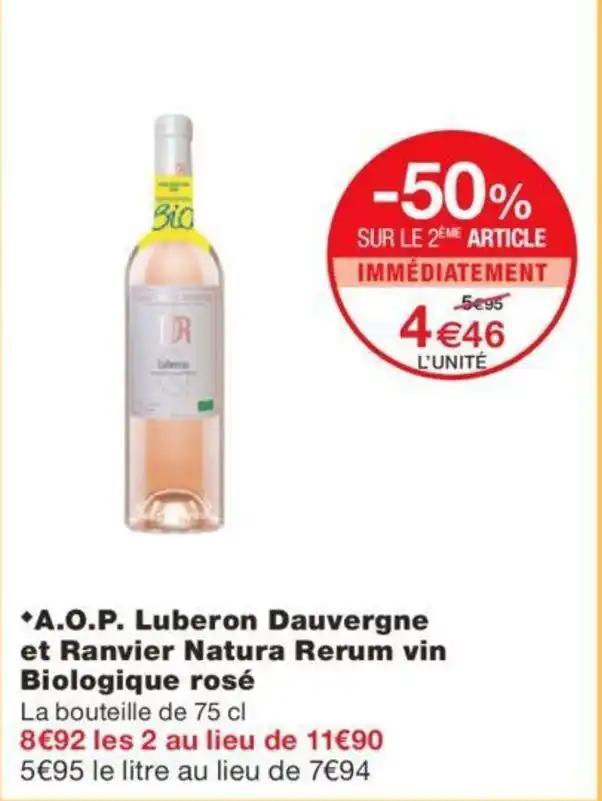 *A.O.P. Luberon Dauvergne et Ranvier Natura Rerum vin Biologique rosé