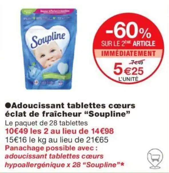 ●Adoucissant tablettes cœurs éclat de fraîcheur "Soupline"