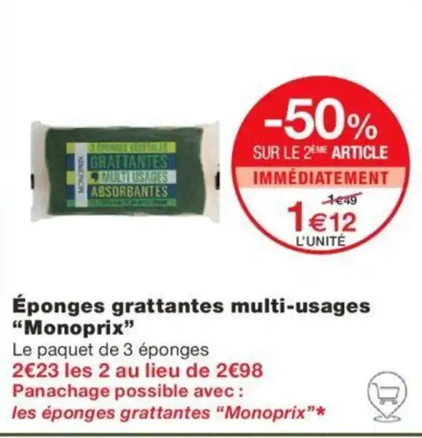 Éponges grattantes multi-usages "Monoprix"