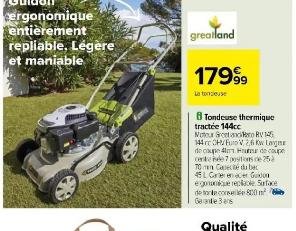 Tondeuse thermique tractée 144cc
