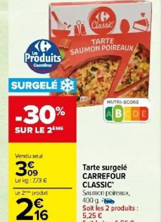 Tarte surgelé CARREFOUR CLASSIC