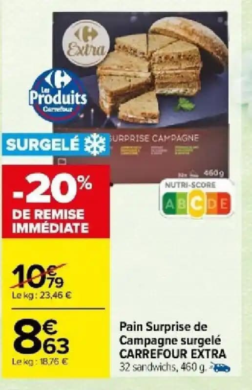 Pain Surprise de Campagne surgelé CARREFOUR EXTRA