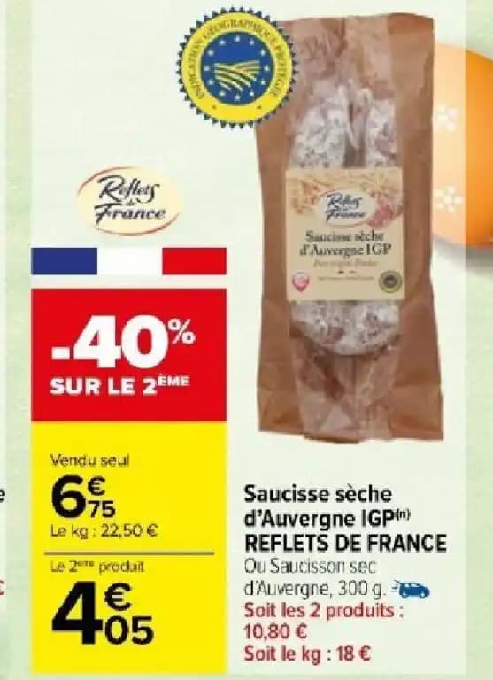 Saucisse sèche courbe de l'Ardèche IGP(n) REFLETS DE FRANCE