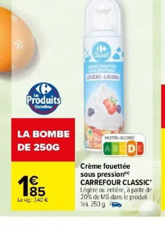 Crème fouettée sous pression