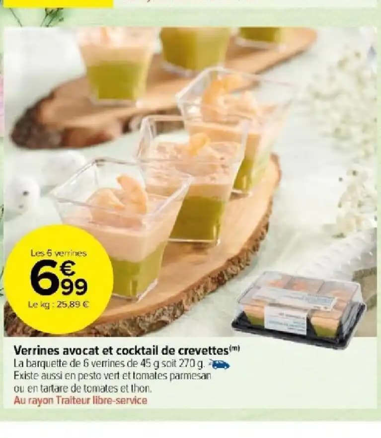 Verrines avocat et cocktail de crevettes