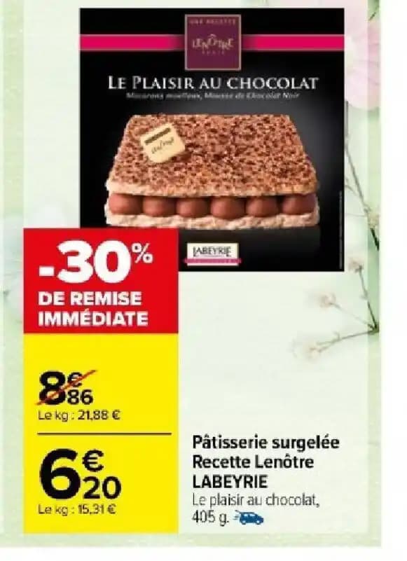 Pâtisserie surgelée Recette Lenôtre LABEYRIE