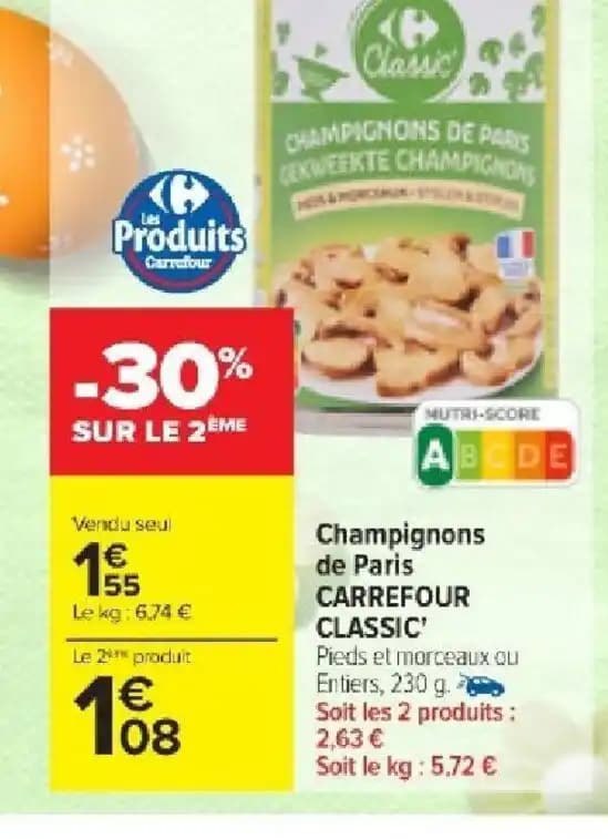 Champignons de Paris CARREFOUR CLASSIC'