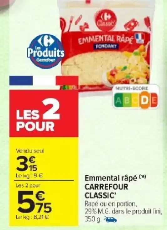 Emmental râpé CARREFOUR CLASSIC'