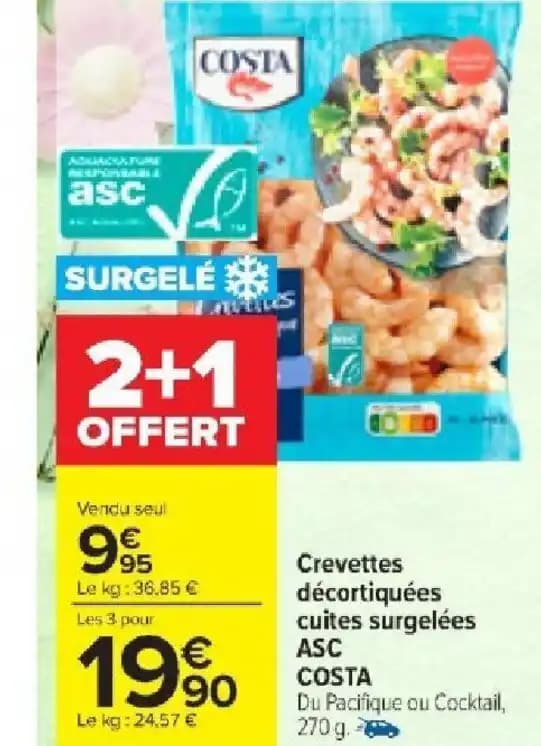 Crevettes décortiquées cuites surgelées