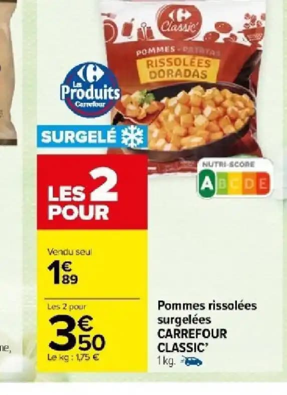Pommes rissolée surgelées s CARREFOUR CLASSIC'