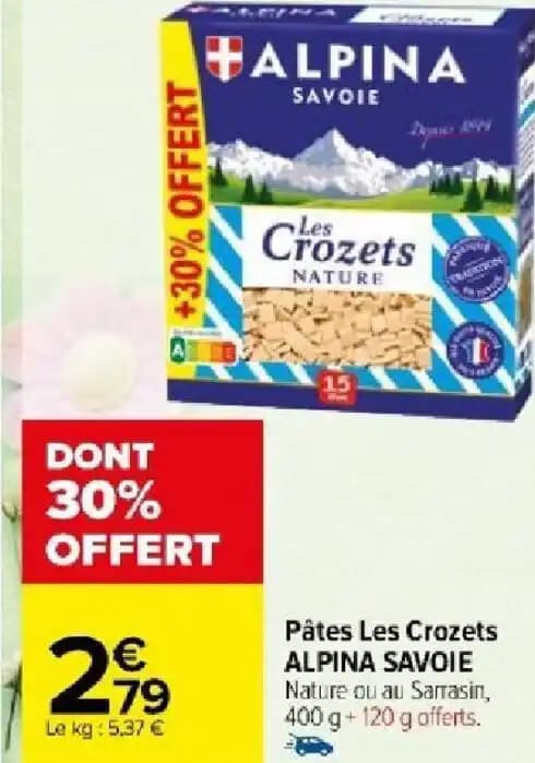 Pâtes Les Crozets ALPINA SAVOIE