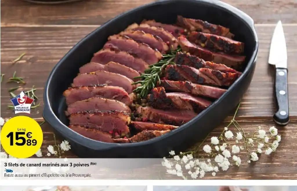 3 filets de canard marinés aux 3 poivres