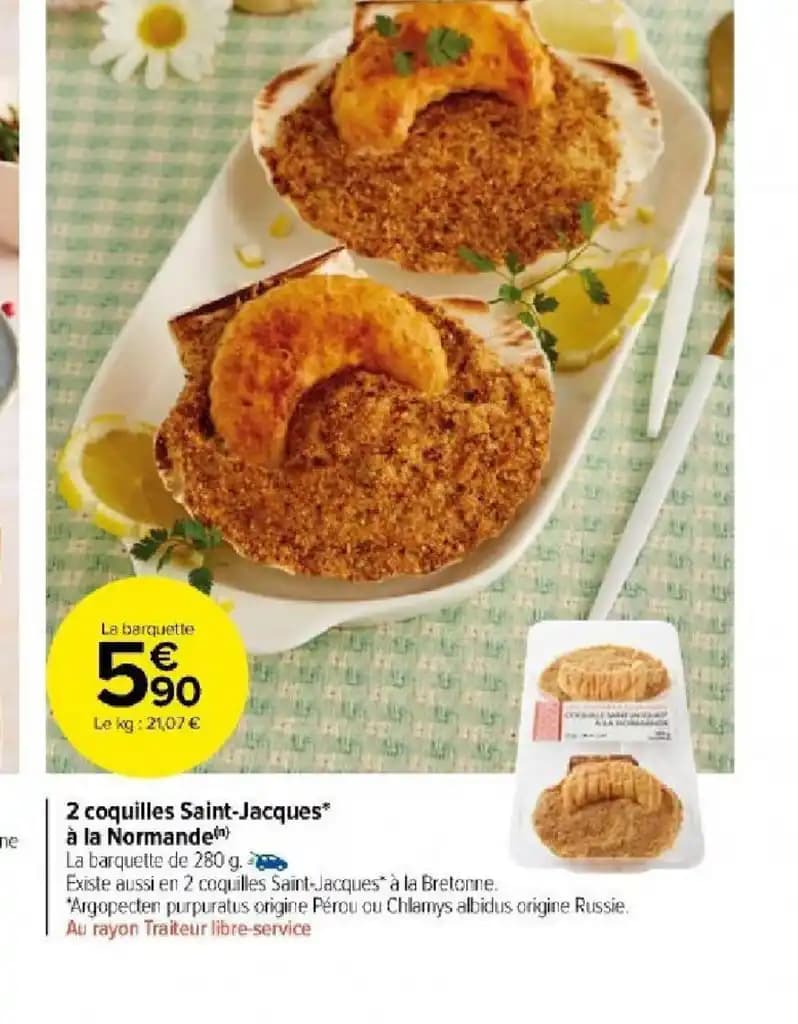 2 coquilles Saint-Jacques à la Normanden)