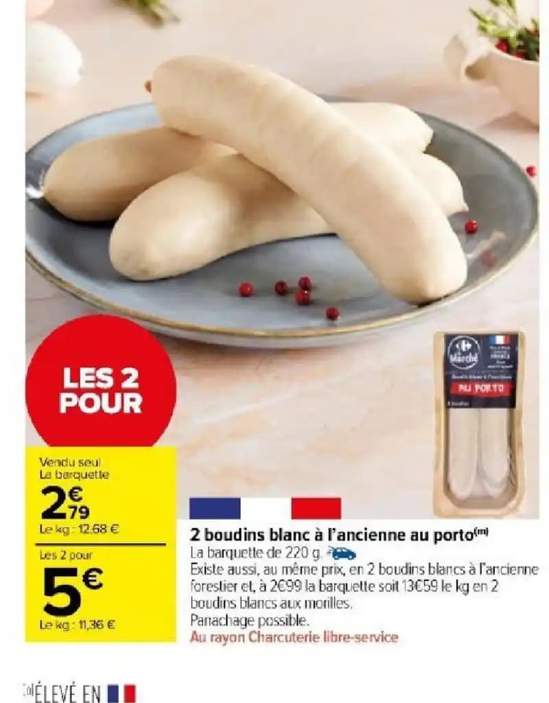 2 boudins blanc à l'ancienne au porto