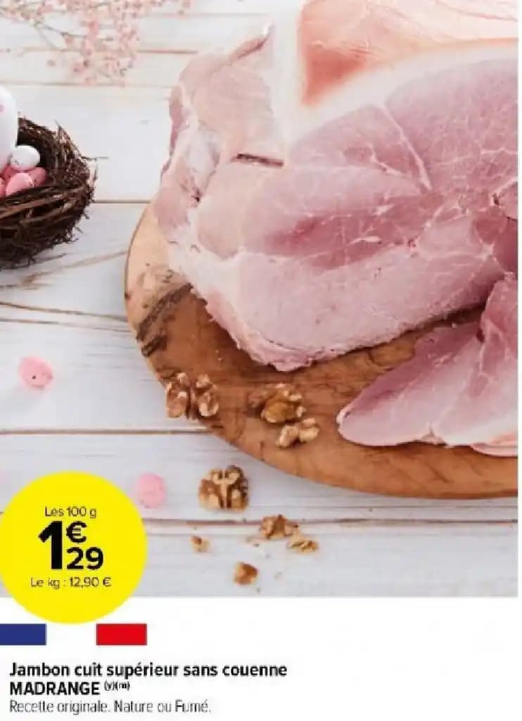 Jambon cuit supérieur sans couenne MADRANGE