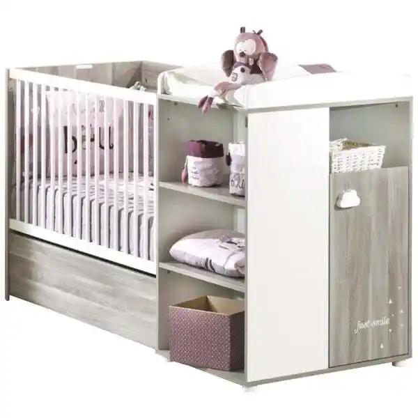 Lit Bébé Combiné 120X60 Cm Évolutif En 90X190 Cm Happy. Chêne Silex