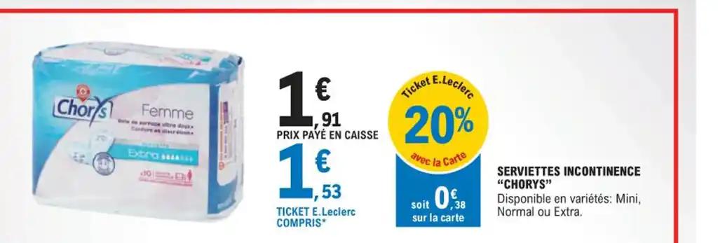 SERVIETTES INCONTINENCE "CHORYS"