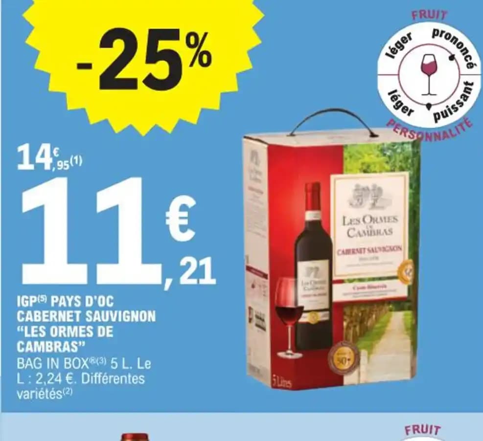 IGP (5) PAYS D'OC CABERNET SAUVIGNON "LES ORMES DE CAMBRAS"