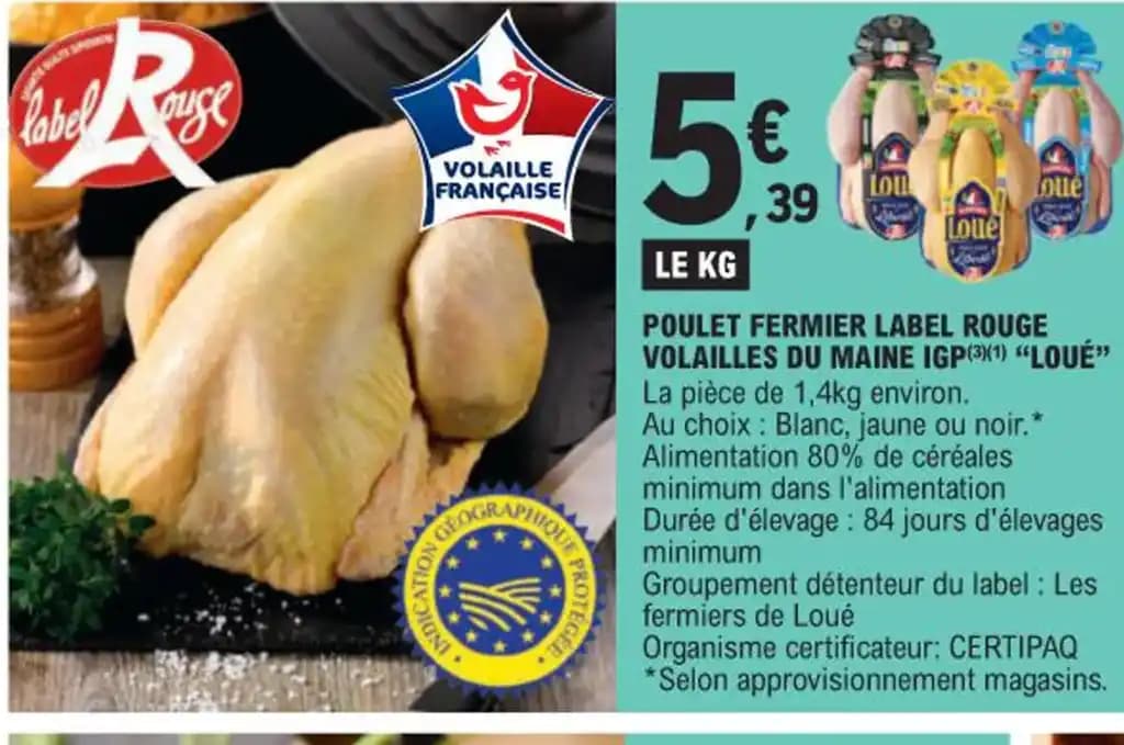 POULET FERMIER LABEL ROUGE VOLAILLES DU MAINE IGP LOUÉ"
