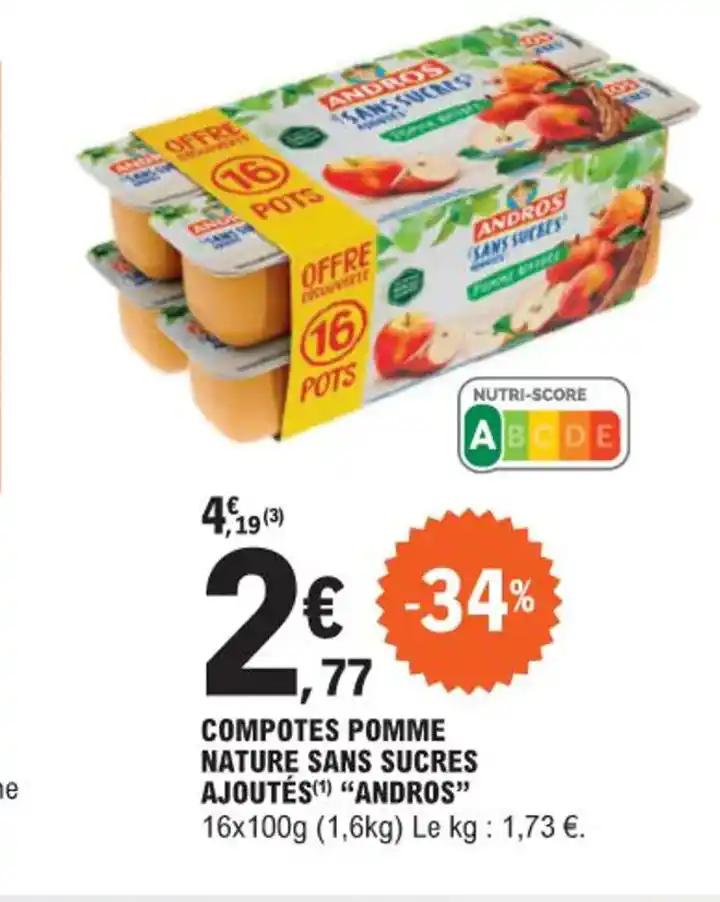 COMPOTES POMME NATURE SANS SUCRES AJOUTÉS ANDROS"